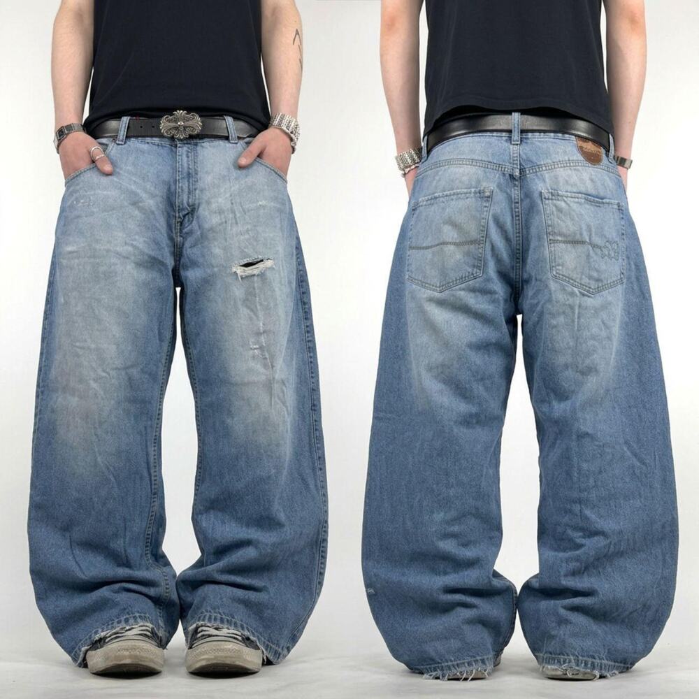 Vintage y2k grunge mecca skater archive baggy wide leg rare faded jeans